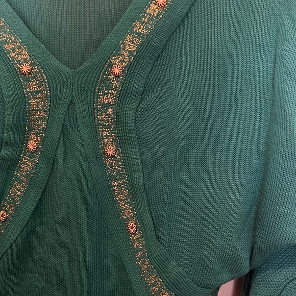 Baby Phat Vintage V-Neck quarter-sleeve Top-Green& Gold - Picture 5 of 8